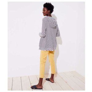 Striped Ann Taylor LOFT Hooded Cardigan Medium